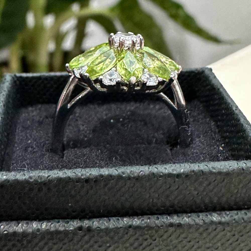 Natural Peridot Stone Cocktail Ring